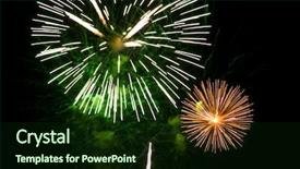  Presentation with dark night - Cool new presentation theme with colorful fireworks against dark night backdrop and a  colored foreground