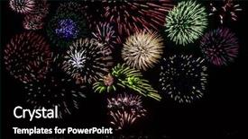  Presentation with displaying - Colorful slide deck enhanced with colorful fireworks displaying on black backdrop and a black colored foreground