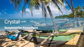  Presentation with sri lanka - Amazing slide set having colorful fisheries boats on beach backdrop and a teal colored foreground