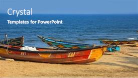  Presentation with city india - Slide set with colorful-fishermen-boats-at-rushikonda background and a teal colored foreground
