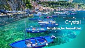  Presentation with sea fishing - Audience pleasing slide deck consisting of colorful-fishing-boats-and-transparent backdrop and a teal colored foreground