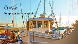  Presentation with fishing boats - Presentation theme consisting of colorful-fishing-boats background and a light blue colored foreground