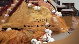  Presentation with fishing nets - Theme featuring colorful fishing nets in the port of saint-jean-de-luz in basque country in france background and a gold colored foreground