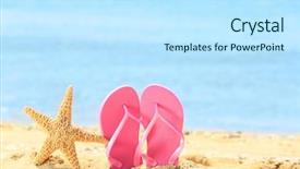  Presentation with sea shore - Cool new slide set with colorful flip-flops and starfish backdrop and a sky blue colored foreground