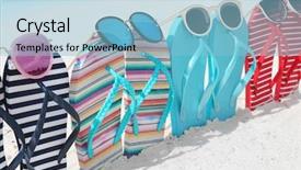  Presentation with sea shore - Amazing slide deck having colorful flip-flops and sunglasses backdrop and a light blue colored foreground