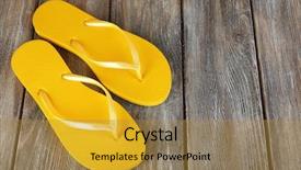  Presentation with colorful - PPT theme featuring colorful flip-flops on wooden background and a gold colored foreground