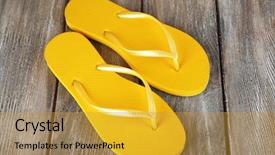  Presentation with colorful - Presentation with colorful flip-flops on wooden background background and a gold colored foreground