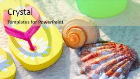  Presentation with flipflops - Beautiful presentation featuring beach in early morning sun backdrop and a blonde colored foreground