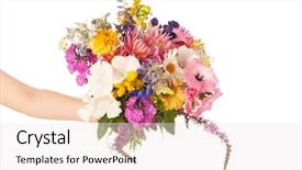  Presentation with colorful flower - Slide set consisting of colorful-flower-bouquet-with-mixed background and a sky blue colored foreground
