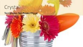  Presentation with garden tools - Amazing slide deck having colorful flowers and garden tools isolated on white background backdrop and a yellow colored foreground