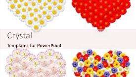 Presentation with heart flowers - Amazing PPT layouts having colorful flowers forming shape of a heart on white background backdrop and a lemonade colored foreground