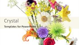 Presentation with flowers vase - Theme with colorful flowers in the vase background and a blonde colored foreground