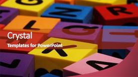  Presentation with english alphabet set in old - Presentation theme having colorful foam alphabet letter blocks background and a crimson colored foreground