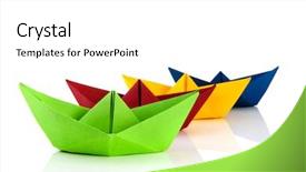  Presentation with boats - Slide deck consisting of colorful folded paper boats isolated background and a white colored foreground