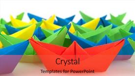  Presentation with boat - Colorful slide deck enhanced with colorful folder paper boats isolated backdrop and a red colored foreground