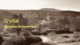  Presentation with autumn morning - Audience pleasing presentation design consisting of colorful foliage and community backdrop and a violet colored foreground