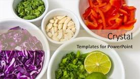  Presentation with white healthy food - Theme consisting of healthy colorful food chopped produce background and a lemonade colored foreground