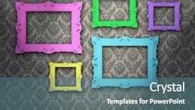  Presentation with damask - Presentation theme featuring colorful frame on a damask background and a teal colored foreground