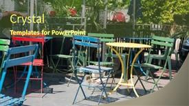 Presentation with bistro - Theme featuring colorful french bistro terrace background and a tawny brown colored foreground
