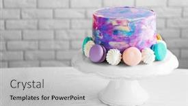  Presentation with white brick - Cool new PPT layouts with colorful-frosted-cake-on-white backdrop and a light gray colored foreground