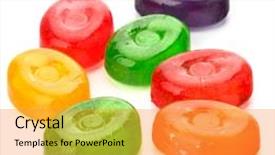  Presentation with sugar - Colorful slide deck enhanced with colorful-fruit-hard-sugar-candies backdrop and a gold colored foreground