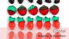  Presentation with symmetrical - Audience pleasing theme consisting of colorful-fruit-jelly-candies-symmetrical and a coral colored foreground