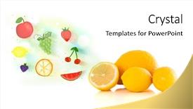  Presentation with fruits - Presentation design having colorful fruits with hand drawn background and a  colored foreground