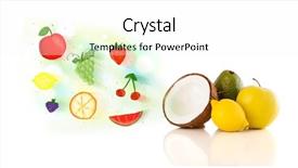  Presentation with hand drawn cartoon of sports - PPT theme having colorful fruits with hand drawn background and a  colored foreground