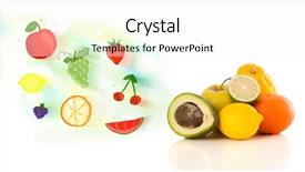  Presentation with fruits - Amazing PPT theme having petals and brown craftpaper copybook backdrop and a sky blue colored foreground