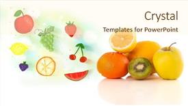  Presentation with fruits - PPT theme with colorful fruits with hand drawn background and a  colored foreground