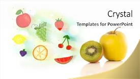  Presentation with fruits - Presentation theme enhanced with colorful fruits with hand drawn background and a  colored foreground