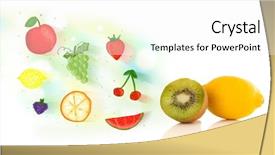 Presentation with hand drawn brush stroke design - Colorful presentation theme enhanced with colorful fruits with hand drawn backdrop and a  colored foreground