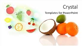  Presentation with hand drawn brush stroke design - Audience pleasing slides consisting of colorful fruits with hand drawn backdrop and a  colored foreground