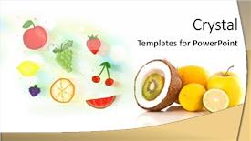  Presentation with fruits - Cool new slides with colorful fruits with hand drawn backdrop and a white colored foreground