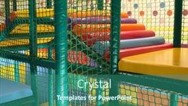  Presentation with children playing - Presentation theme featuring colorful-game-room-for-kids background and a ocean colored foreground