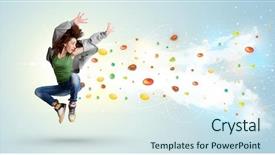  Presentation with gems - Presentation consisting of colorful gems and crystal background and a sky blue colored foreground