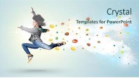  Presentation with gems - Colorful PPT theme enhanced with colorful gems and crystal backdrop and a  colored foreground