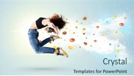  Presentation with gems - Audience pleasing slide deck consisting of colorful gems and crystal backdrop and a sky blue colored foreground