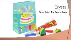 Presentation with bag - Colorful PPT theme enhanced with colorful-gift-bag-and-party backdrop and a white colored foreground
