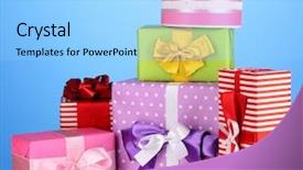  Presentation with football blue colors - Slide set having colorful gifts on blue background background and a light blue colored foreground