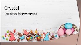  Presentation with greeting card - Audience pleasing presentation design consisting of colorful gingerbread cookies chocolate egg backdrop and a white colored foreground