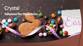  Presentation with greeting card - Amazing presentation design having colorful gingerbread cookies chocolate egg backdrop and a tawny brown colored foreground