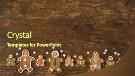  Presentation with gingerbread house decorated colorful candies - Colorful slide set enhanced with colorful gingerbread cookies backdrop and a tawny brown colored foreground