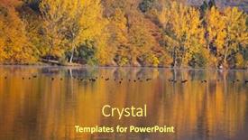  Presentation with misty - Slide set having colorful golden autumn colors over misty lake background and a tawny brown colored foreground