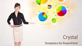  Presentation with spreadsheet data and business charts - Presentation enhanced with colorful graphs and charts concept background and a sky blue colored foreground