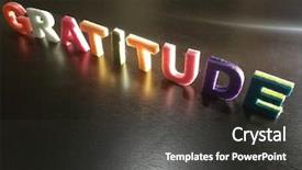  Presentation with gratitude - Cool new slide deck with colorful gratitude word backdrop and a dark gray colored foreground