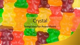  Presentation with gummy candy - Amazing presentation theme having colorful gummy bear candy background backdrop and a gold colored foreground