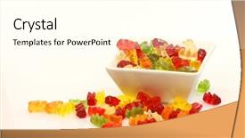  Presentation with bowl - Presentation theme having colorful gummy bears background and a cream colored foreground