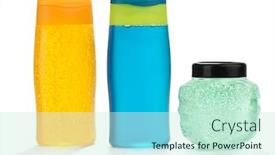  Presentation with hair care - Presentation design featuring colorful-hair-care-products background and a soft green colored foreground