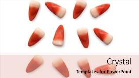  Presentation with halloween - Audience pleasing PPT layouts consisting of colorful halloween candies on white backdrop and a  colored foreground